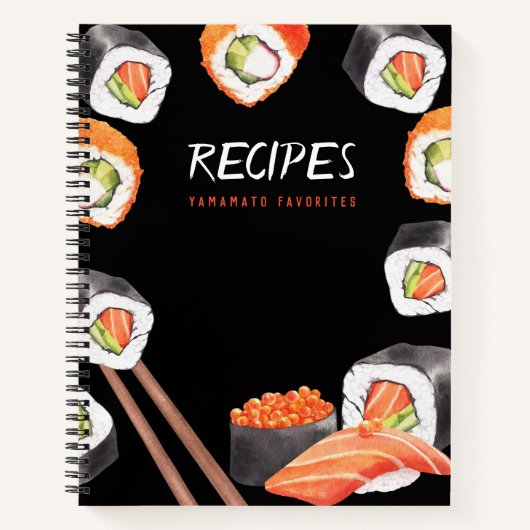 Journal de recette noire personnalisable à thème j (Devant)