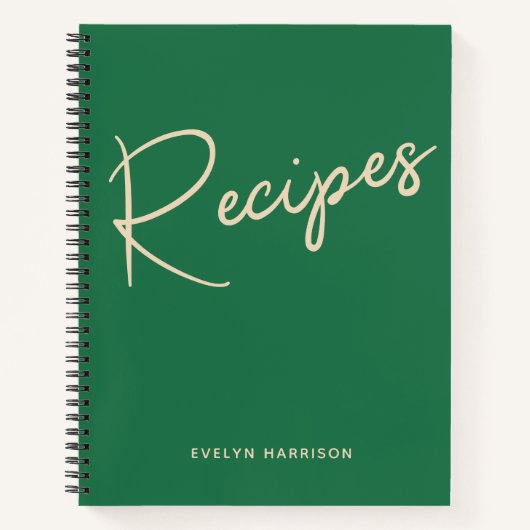 Journal de recette personnalisée dans Kelly Green (Devant)