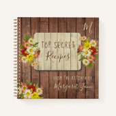 Journal de recettes florales avec monogramme en bo (Devant)