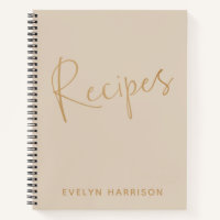 Journal de recettes personnalisé en beige et or