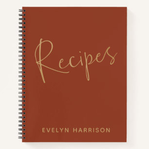 Journal de recettes personnalisé en orange brûlé o