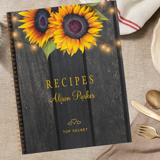 Journal de recettes personnalisées avec tournesols
