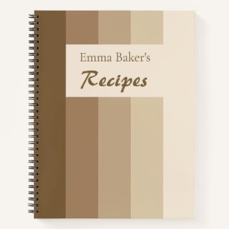 Journal de recettes rayé marron neutre personnalis