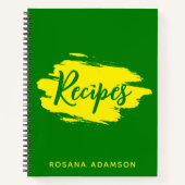 Journal de recettes vierges vert avec nom jaune (Devant)