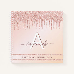 Journal de reconnaissance monogramme rose or rose 