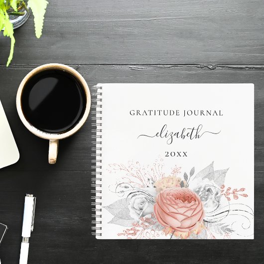 Journal de reconnaissance rose or floral argent fe