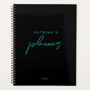 Journal de rendez-vous minimaliste noir et Turquoi