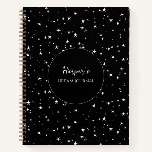 Journal de rêve personnalisé | Étoiles noires et b (Devant)