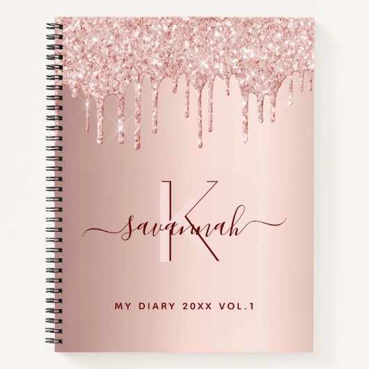 Journal de script en or rose parties scintillant r (Devant)