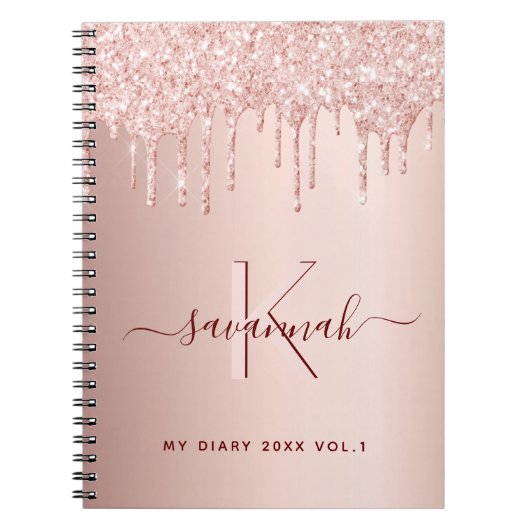 Journal de script en or rose parties scintillant r (Devant)