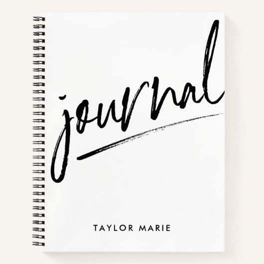 Journal de script manuscrit personnalisé noir et b (Devant)