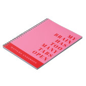 Journal de typographie rouge, rose (Côté gauche)