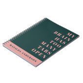 Journal de typographie verte et rose (Côté gauche)