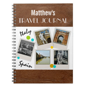 Journal de voyage et photos en cuir
