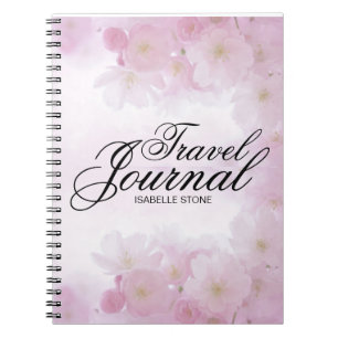 Journal de voyage floral rose clair personnalisé
