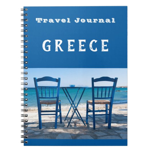 Journal de voyage Grèce bleu personnalisable (Devant)