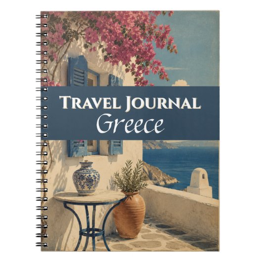 Journal de voyage Grèce Bleu Personnalisable (Devant)