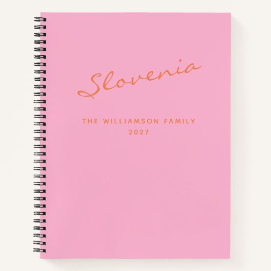 Journal de voyage personnalisé rose orange (Devant)