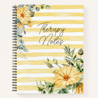 Journal des notes de thérapie Fleur sauvage jaune
