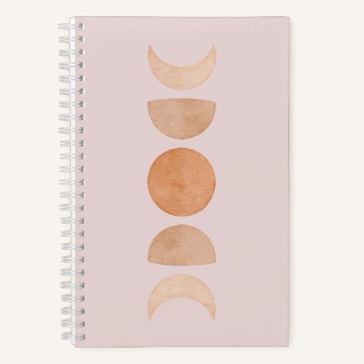 Journal des phases rose et or de la lune Boho (Recto)