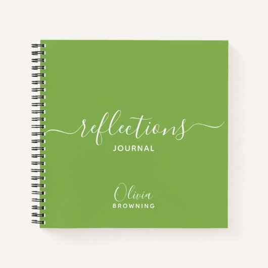 Journal des réflexions personnalisées en vert bota (Devant)