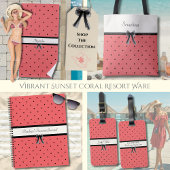 Journal d'été à pois corail vibrant de coucher de