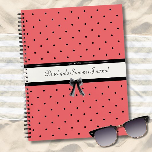 Journal d'été à pois corail vibrant de coucher de