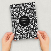 Journal du crâne et des os noirs et blancs