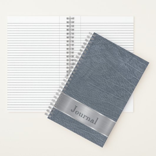 Journal en cuir gris bleu (À l'intérieur)