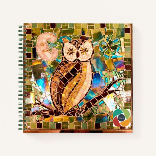 Journal en spirale de la mosaïque d'hibou (Devant)