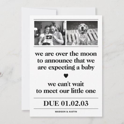 Journal Faire-part de grossesse révélation (Dos)