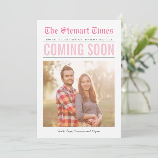 Journal | Faire-part de grossesse | Rose (Debout devant)