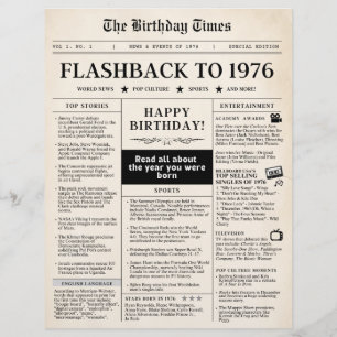 Journal Faux de 1976 feuille d'anniversaire