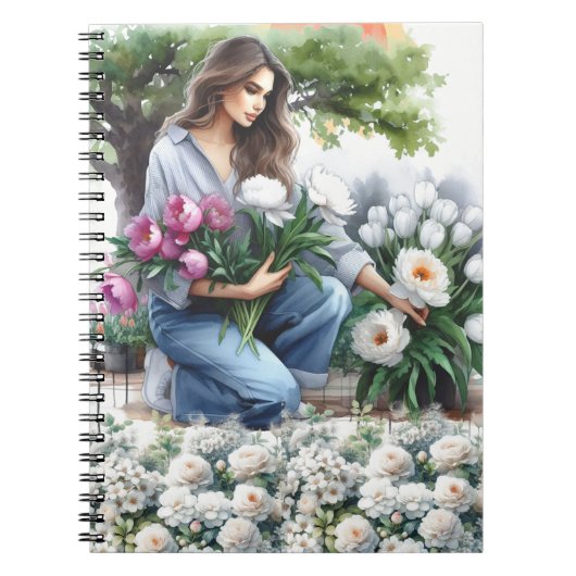 Journal Femme dans un jardin fleuri (Devant)
