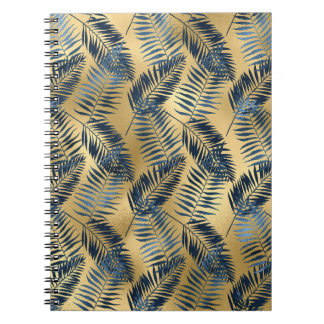 Journal feuille de palmier bleu or