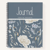 Journal floral à crème bleue personnalisée (Devant)