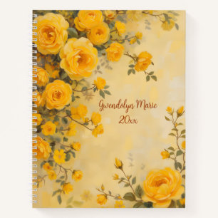 Journal floral à reliure spirale Roses jaunes Bota