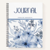 Journal floral bleu classique personnalisé (Devant)