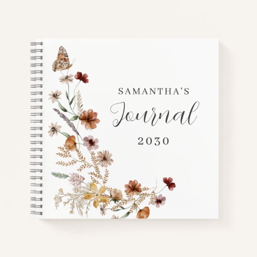 Journal floral Fleur sauvage rustique personnalisé (Devant)
