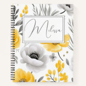 Journal floral gris jaune romantique personnalisé (Devant)