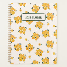 Journal floral jaune personnalisé 2025