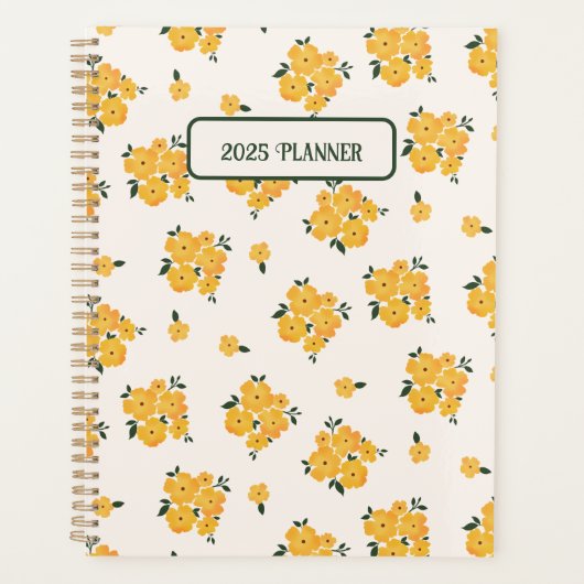 Journal floral jaune personnalisé 2025 (Devant)