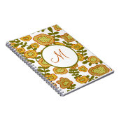 Journal Floral Orange Olive Or Moderne Monogramme (Côté Droit)
