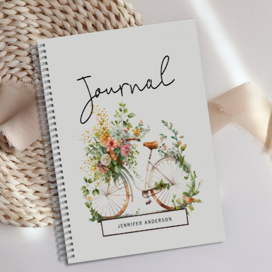 Journal floral personnalisé Boho Bicycle
