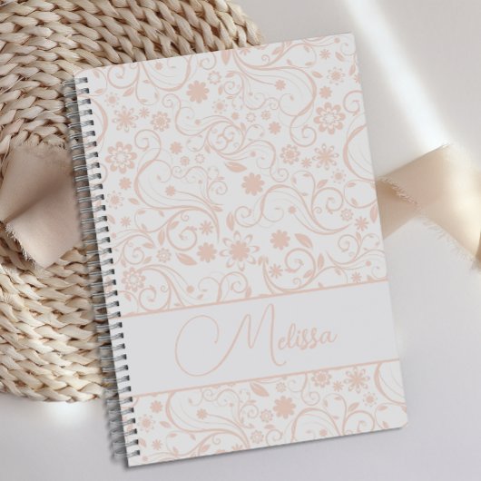 Journal floral rose doux personnalisé