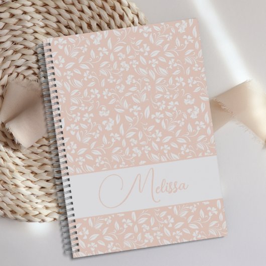 Journal floral rose doux personnalisé