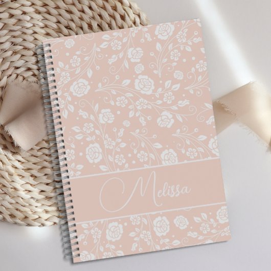 Journal floral rose doux personnalisé