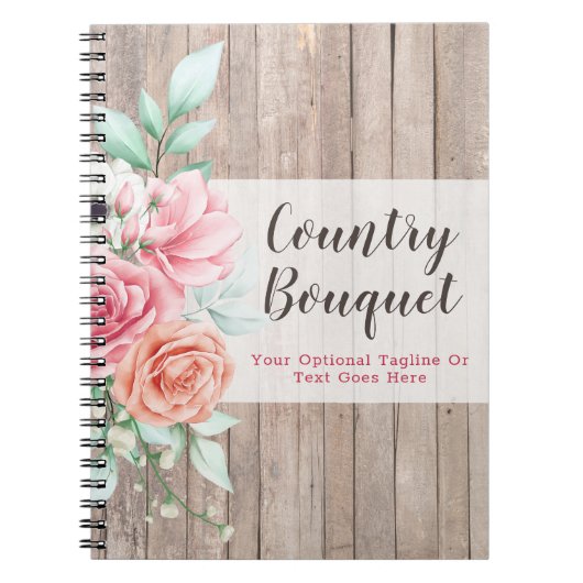 Journal Floral Rose Ferme de Campagne en Bois Rust (Devant)
