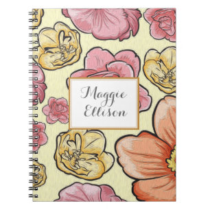 Journal floral rose-jaune-rose personnalisé