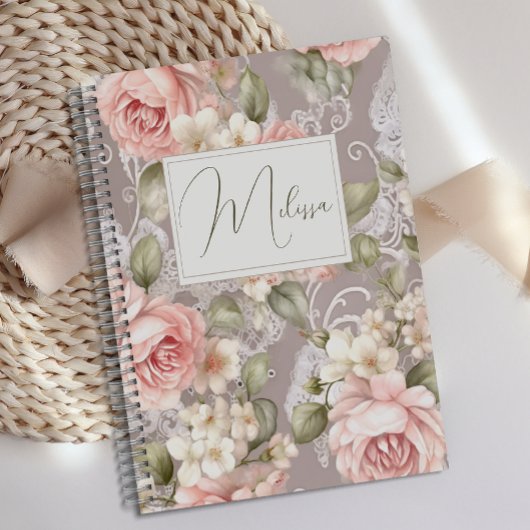 Journal floral Rose romantique personnalisé